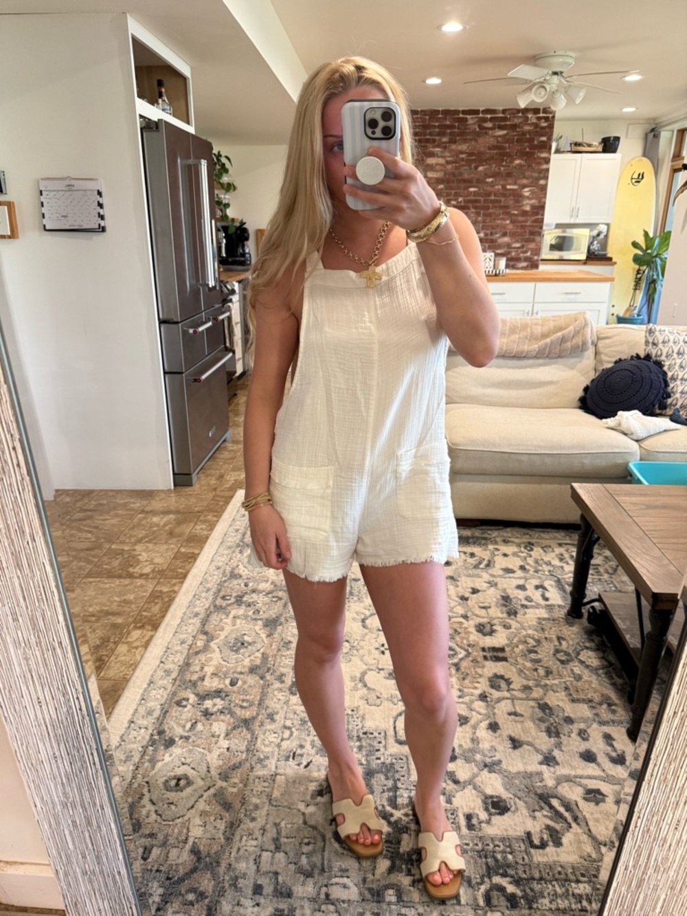 Billabong Cream Gauze Sleeveless Romper